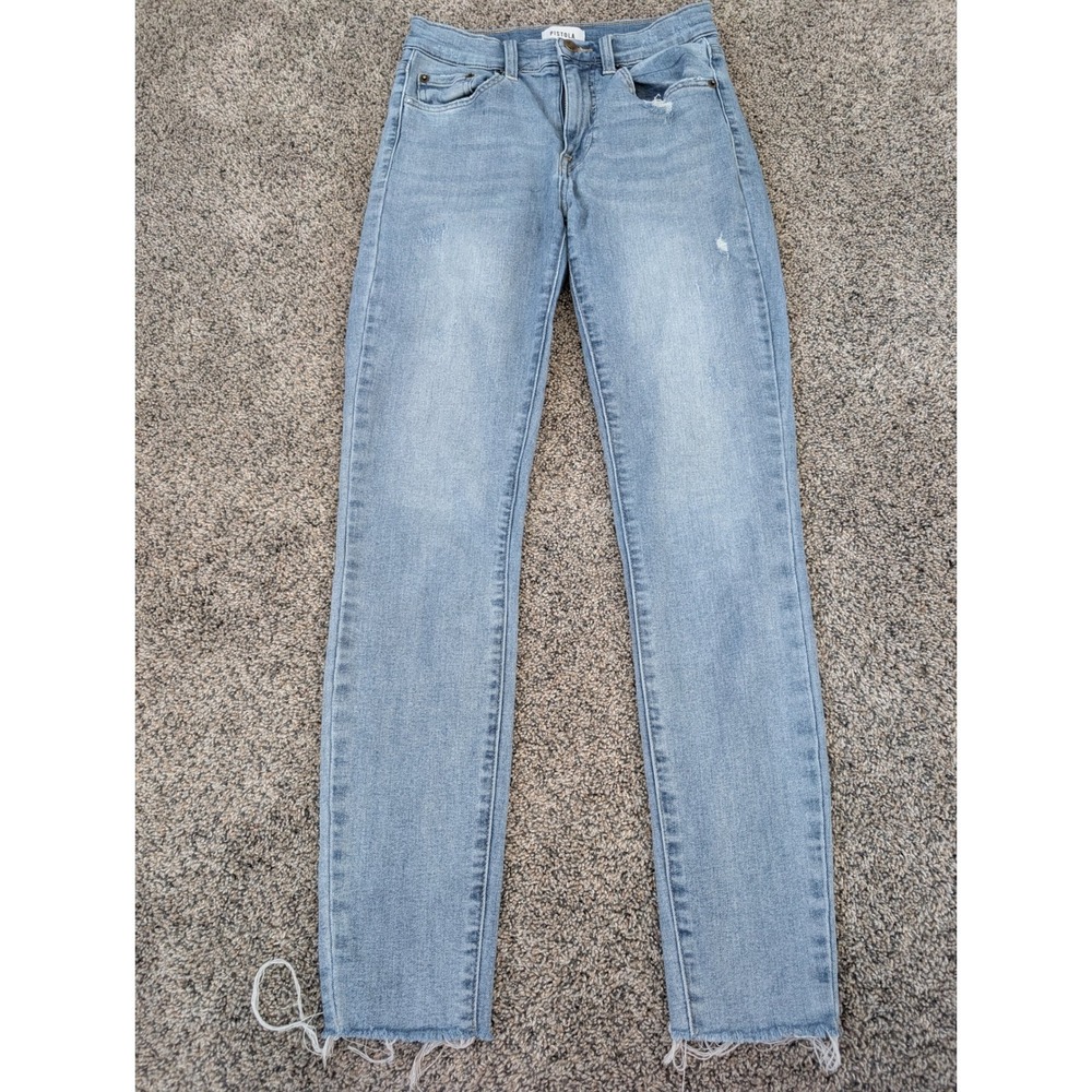 Pistola Light Wash Distressed Skinny Jeans Raw Hem Size 26 Blue Revolve